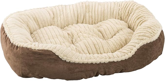 Sleep Zone Faux Suede Carved Plush Lounger, Cuddler, Napper Dog Bed - Fabric Bottom - 32X25 Inches / Chocolate / Attractive, Durable, Comfortable, Washable. By Ethical Pets