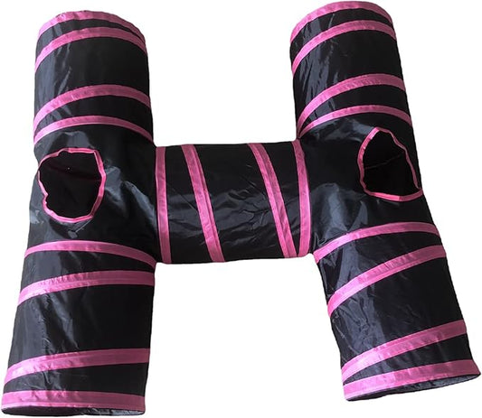 Cat Tunnels, Pet Ferret Rabbit Bunny Tunnels Tubes Subway Habitats, S-Style, DIY Cat Peekaboo Maze House Tent Bed, Kitten Interactive Toy (H Type Tubes)