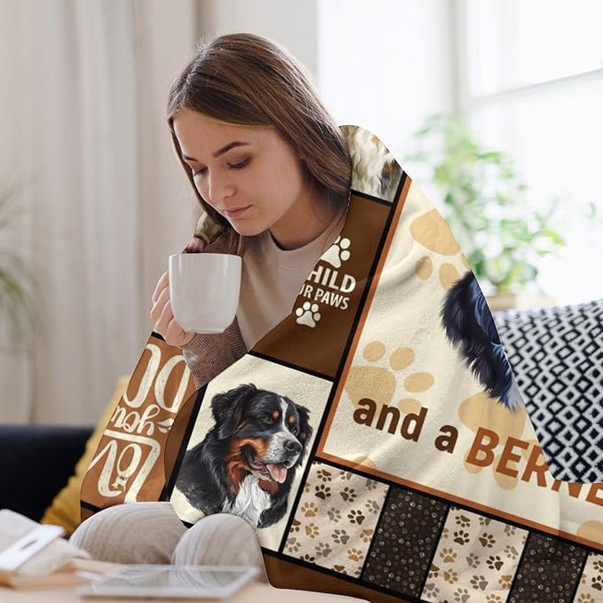 Bernese Mountain Dog Print Blanket Best Dog Pet Animal Throw Blankets for Couch Sofa Stuff Decor Gifts Lightweight Soft Cozy Fleece Plush Warm Flannel Bedding for Lover Man Woman Teen Adults 50"x60"