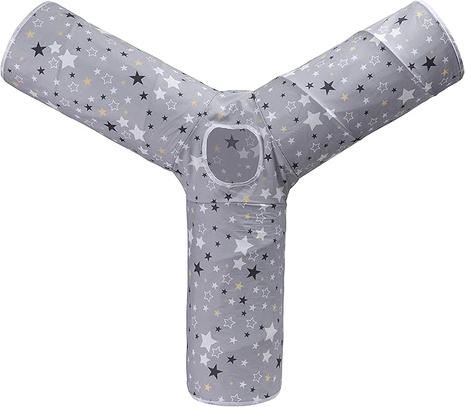 Cat Tunnel,Large Cat Tunnel for Indoor Cat, Kitten Toys Collapsible 3 Ways Play Toy, Pet Tube Hideaway Tunnel with Ball for Cats Rabbits Kittens (Gray Star Large)