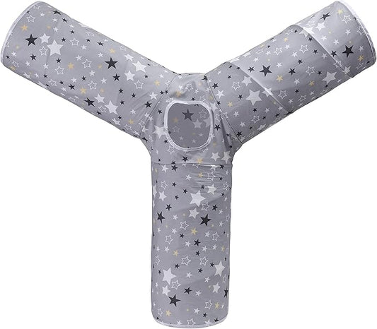 Cat Tunnel,Large Cat Tunnel for Indoor Cat, Kitten Toys Collapsible 3 Ways Play Toy, Pet Tube Hideaway Tunnel with Ball for Cats Rabbits Kittens (Gray Star Large)