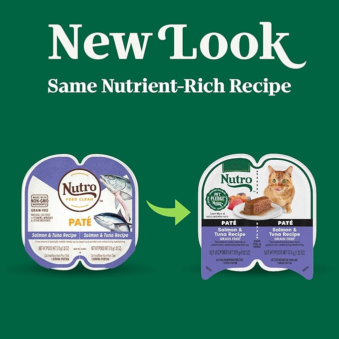 Nutro Perfect Portions Wet Cat Food Paté Salmon & Tuna Recipe, (24) 2.64 oz. Twin-Pack Trays