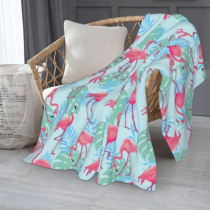 Flamingo Blanket Throw 80"X60", Cozy Lightweight Plush Flamingo Print Blanket, Gifts for Kids Adults