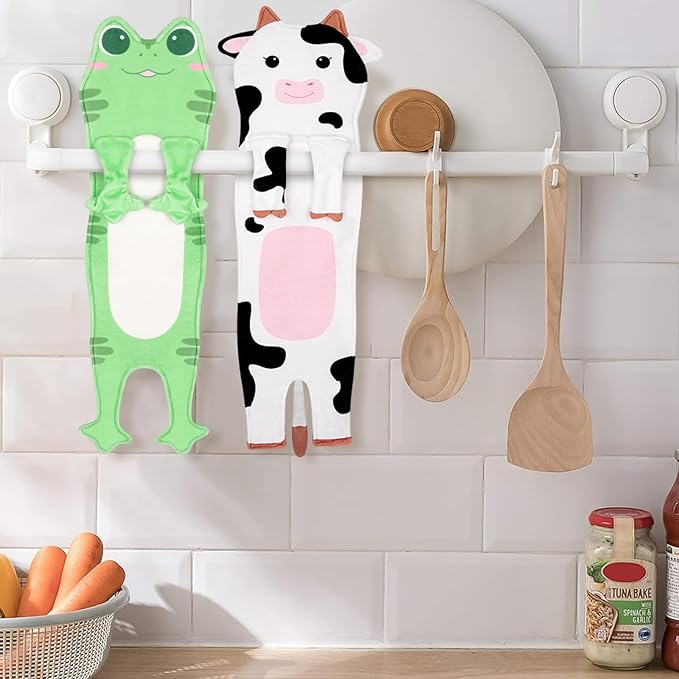 Funny Frog Hand Towels for Kitchen Bathroom - Cute Hand Towels Frog Decor Kitchen Towels, Soft Hanging Hand Towels for Bathroom Decor, Birthday Frog Gifts for Women Mom