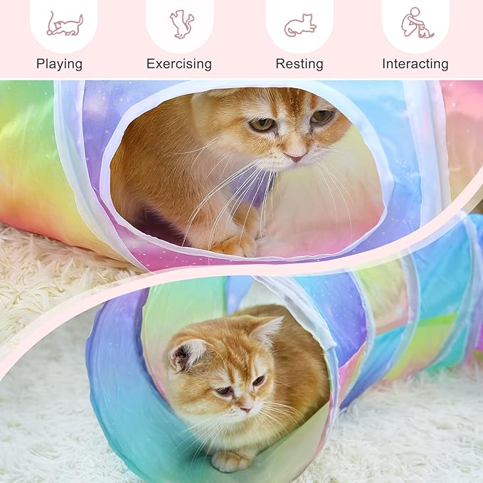 Cat Tunnel, S-Shape Cat Tunnels for Indoor Cats Foldable Cat Toys Cute Cat Tube with Mouse Toy Pet Cat Stuff