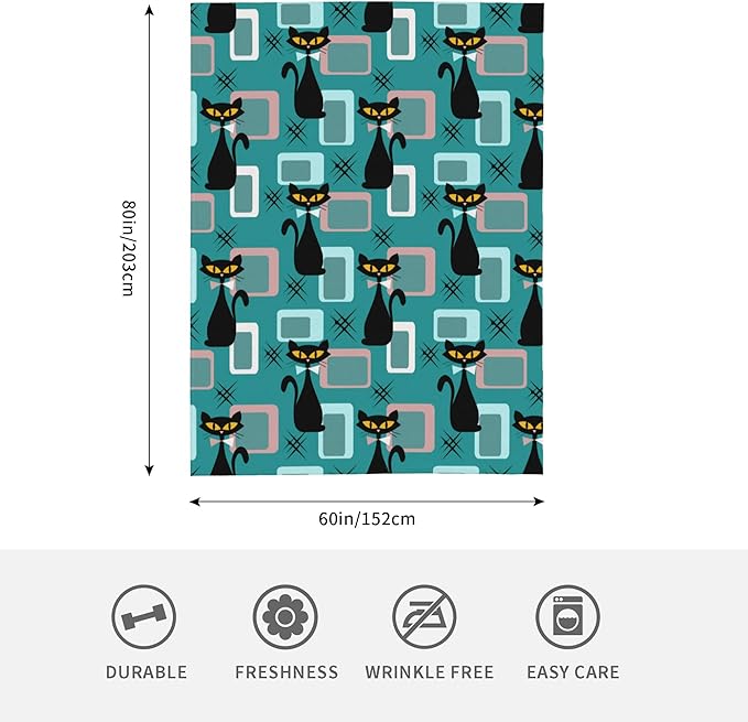 Medieval Cat Soft Throw Blanket Flannel Fleece Blankets Warm Cozy Lightweight Fuzzy Blanket for Bed Sofa Couch Home Decor 80"X60"