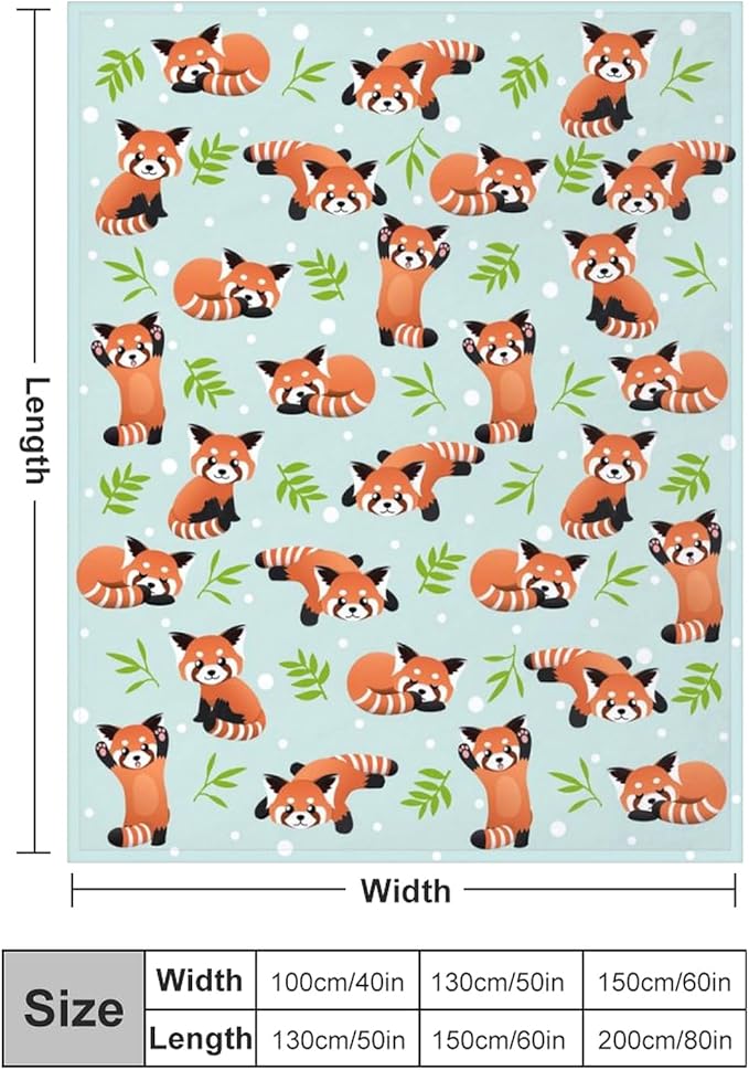 Cute Red Panda Blanket Bedding Soft Lightweight Flannel Throw Blankets for Kids Adults Bedroom Living Room Sofa Gifts 50"X40"