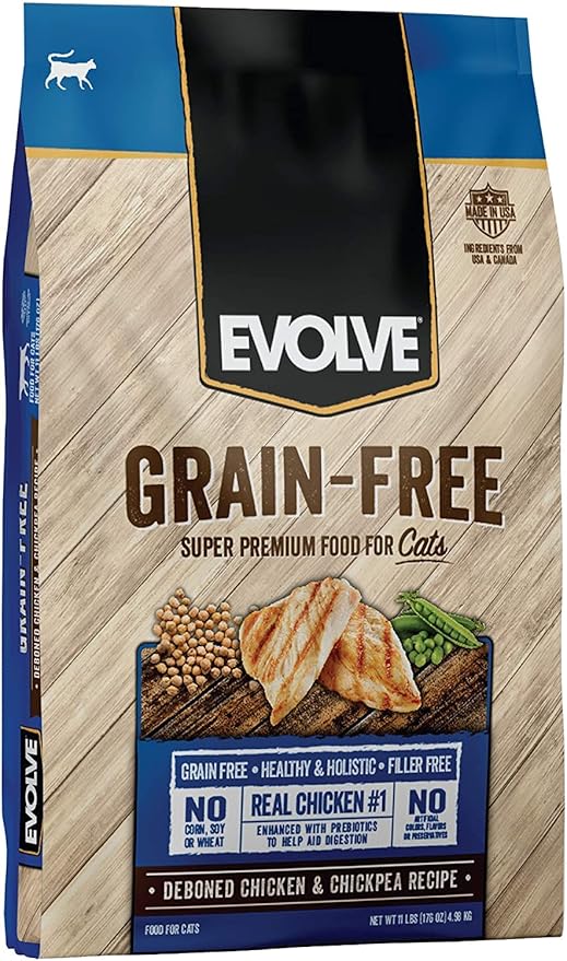 Evolve Pet Food Grain Free Deboned Chicken, Pea and Vegetable Recipe Cat Food Grain Free Deboned Chicken, Pea, and Veggies 3 Pound (Pack of 1)