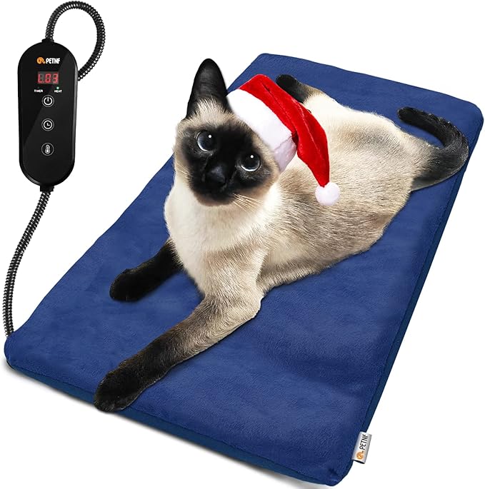 Outdoor Pet Heating Pads for Dogs, Safe Electric Cat Heating Pad with Timer, 6 Levels Adjustable Temperature Dog Cat Heated Bed Pad For Dog Cat House,Dog Heat Pad Outside with Removable Washable Cover