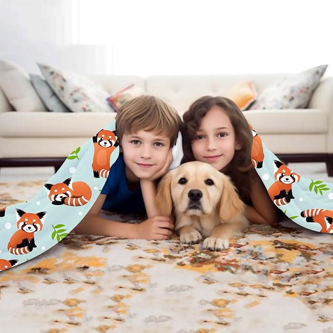 Cute Red Panda Blanket Bedding Soft Lightweight Flannel Throw Blankets for Kids Adults Bedroom Living Room Sofa Gifts 50"X40"