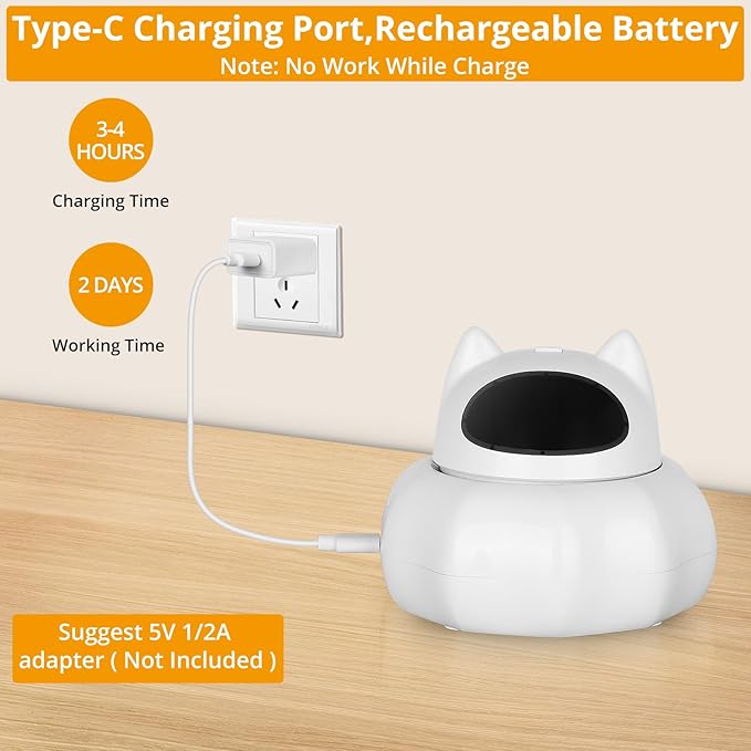 TBTeek Cat Toy, 3in1 Automatic Red Light & Feather, Rechargeable, Interactive Cat Toys 22.4inch Cover Indoor Kitten Toys