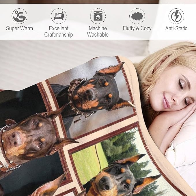 Doberman Gifts for Girls & Boys - Soft, Warm Fleece Throw Blanket for Bed & Sofa - 60"x80"