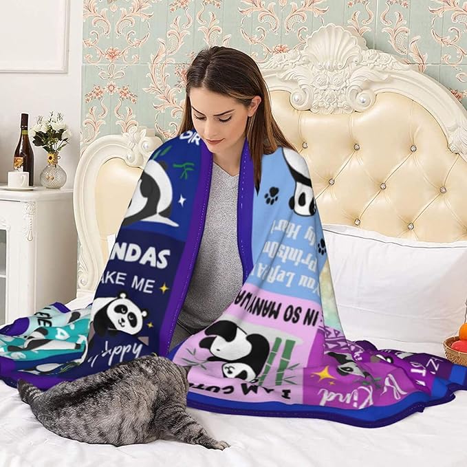 Panda Blanket Gifts for Girls Women Panda Gifts for Pandas Lovers Soft Cozy Flannel Throw Blanket for Kids Adults 50"X40"