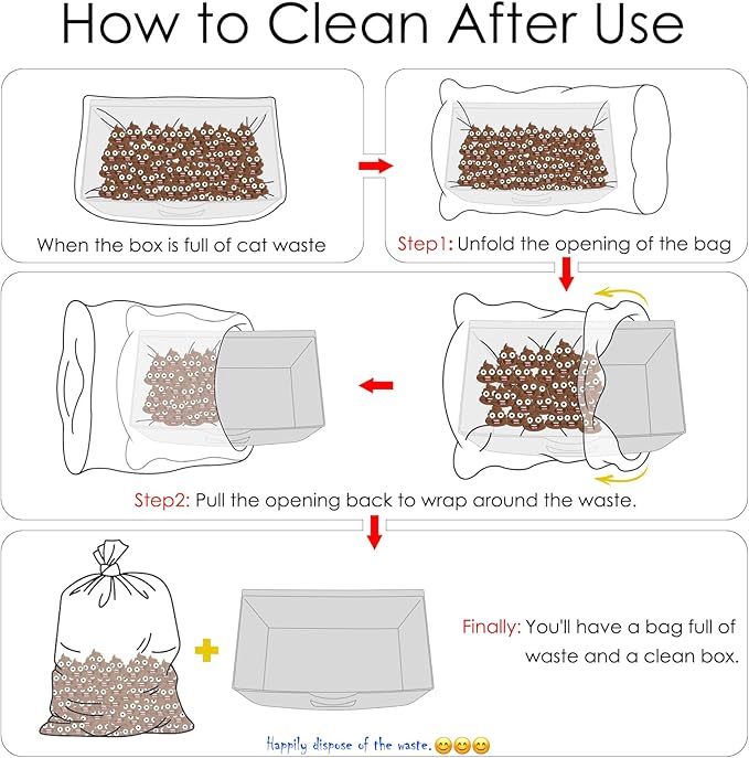 30 Pack Cat Litter Bags,No-Touch Kitty Litter Liners & Pet Waste Bags Compatible with Petsafe Self-Cleaning Cat Litter Box,Replacement Trash Pet Litter Bags