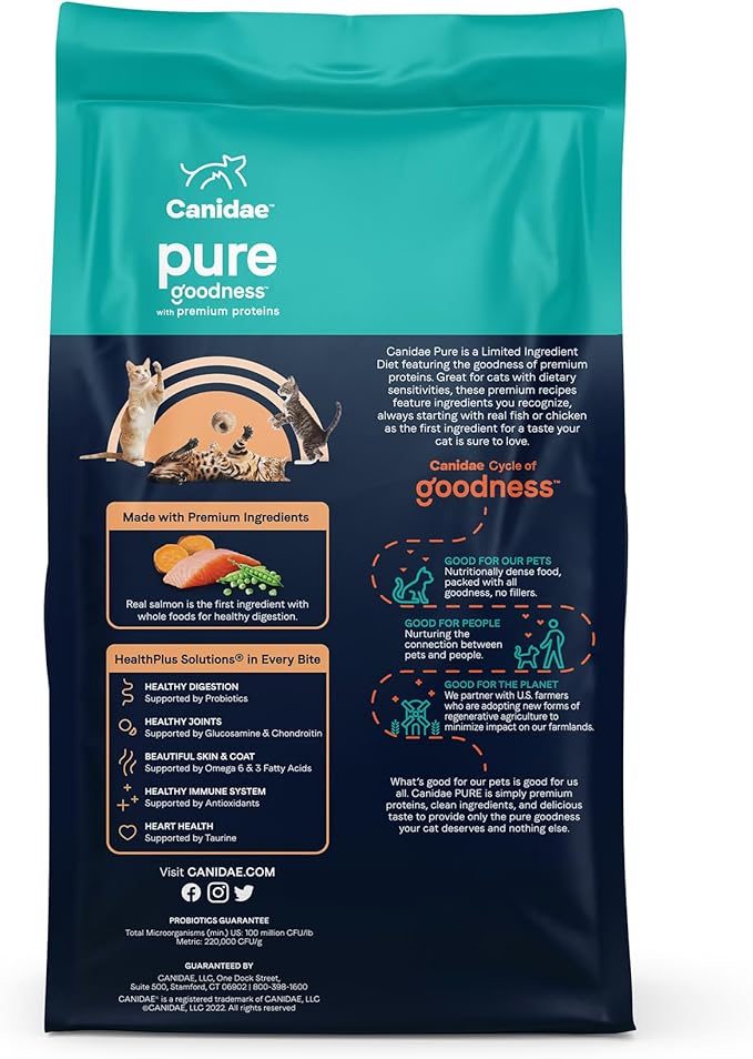 Canidae Pure Limited Ingredient Premium Dry Cat Food, Real Salmon Recipe, 5 lbs, Grain Free