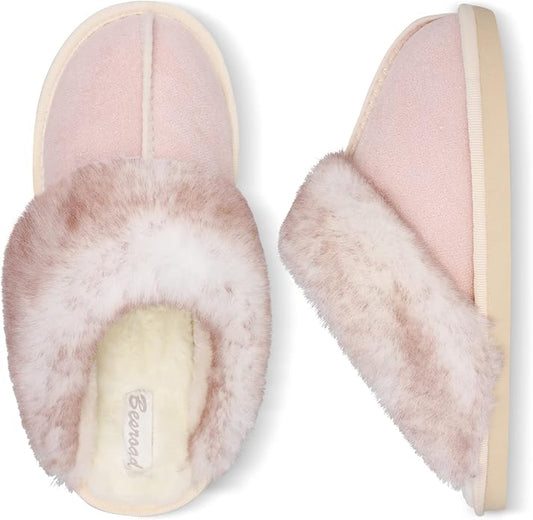 Besroad Winter Fuzzy House Slippers Sandals Plush Faux Fur Fluffy Flats Slippers Warm Slide Shoes for Women