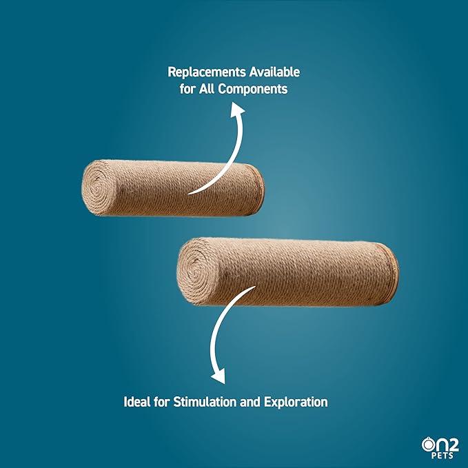 On2Pets Cat Furniture Wall-Mounted Scratcher Cat Steps, Sisal Rope Scratching Posts Floating Cat Wall Perches, Set of 2 with Cat face and Tail