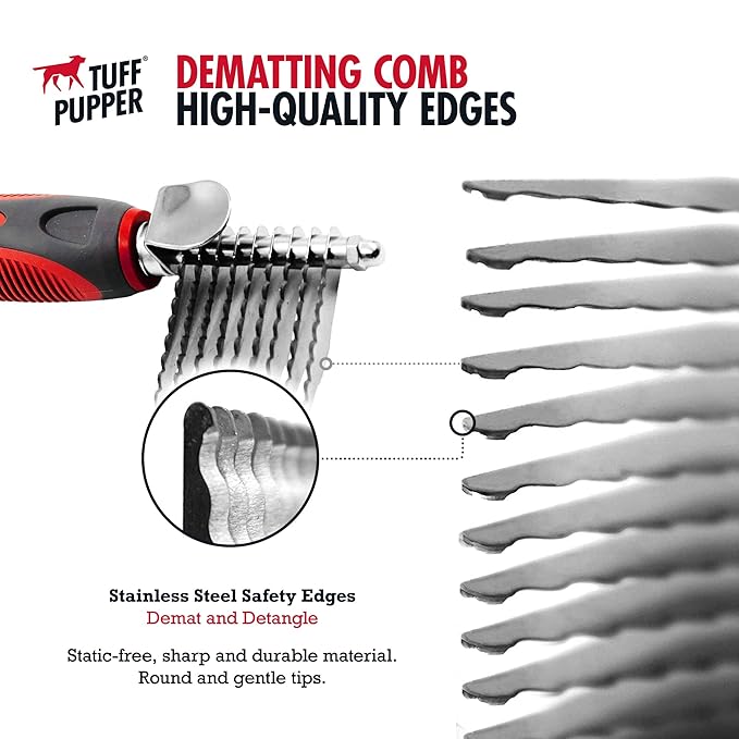 Dematting Comb For Dogs & Cats – Detangling Brush Tool For Dogs Easily & Safely Remove Dead, Matted Or Knotted Hair | Ergonomic, No-Slip Safety Handle Provides Precision Control