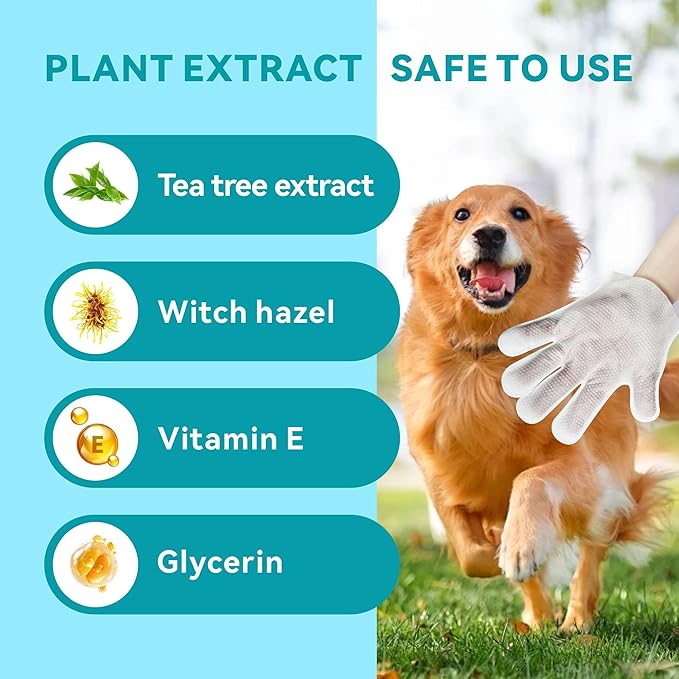 Dog Wipes Cleaning deodorizing, Extra Thick Dog Wipes, Dog Washing Gloves for Daily pet Care and Travel, 6 PCS (Green Packaging, Standard Thickness)