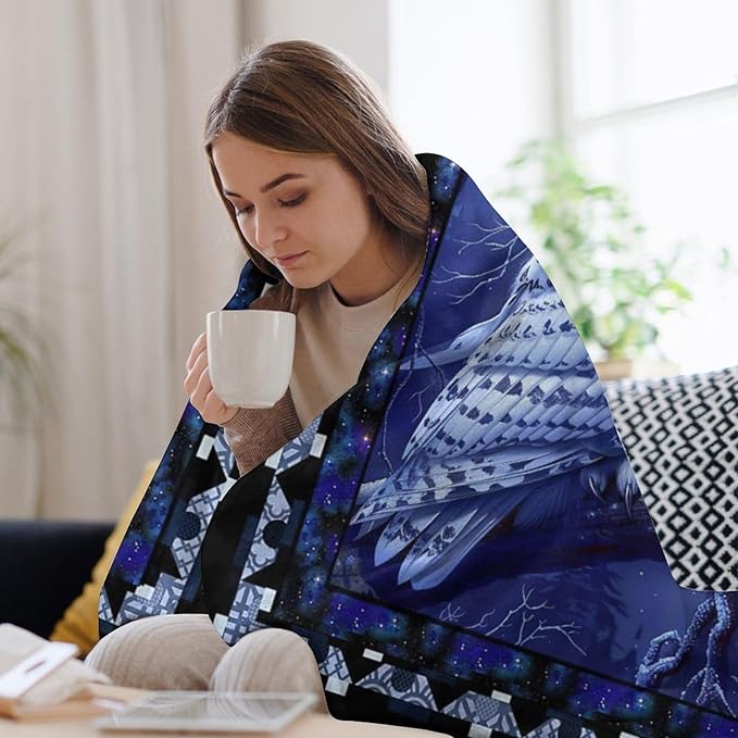 Owl Night Throw Blanket Owls Moon Print Blankets Gifts for Couch Sofa Bed Stuff Decor Soft Cozy Fleece Plush Flannel Bedding for Lover Men Women Adults 50"x60"