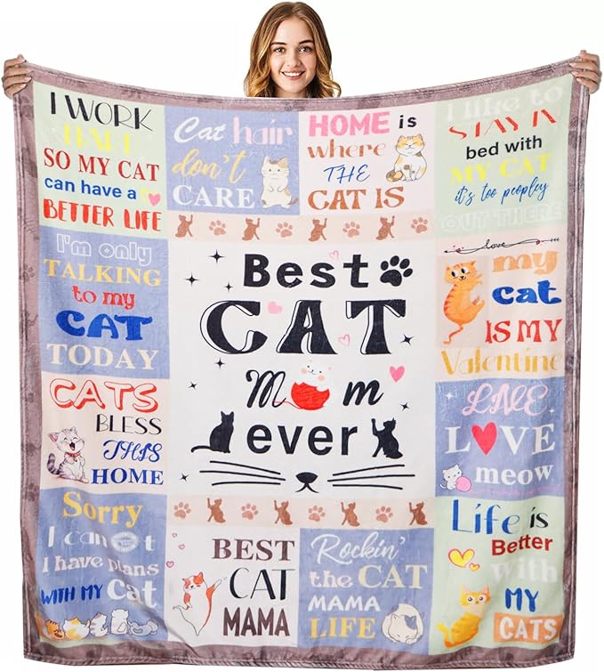 Cat Lover Gifts for Women, Cat Blanket for Women 50"X60", Cat Gifts for Cat Lovers, Gifts for Cat Lovers, Cat Mom Gifts for Women, Funny Cat Themed Gifts, Gifts for Mothers Day Christmas Thanksigiving
