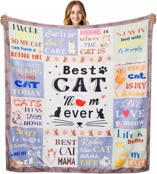 Cat Lover Gifts for Women, Cat Blanket for Women 50"X60", Cat Gifts for Cat Lovers, Gifts for Cat Lovers, Cat Mom Gifts for Women, Funny Cat Themed Gifts, Gifts for Mothers Day Christmas Thanksigiving