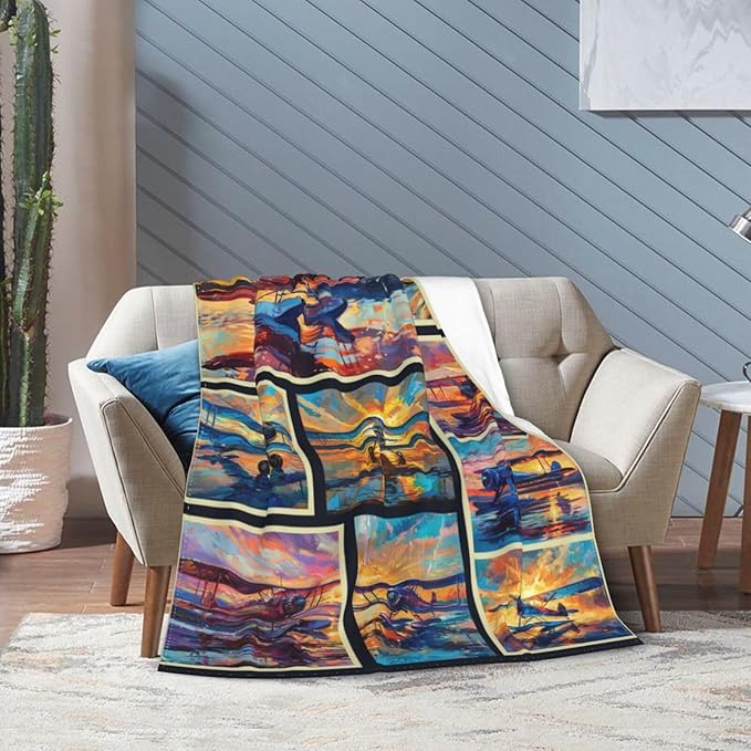 Airplane Decor Stuff Merch Cozy Print Flannel Fleece Soft Plush Fuzzy Warm Lightweight Bedding - Airplane Gifts for Women, Men, Girls, Kids - 50"X40"