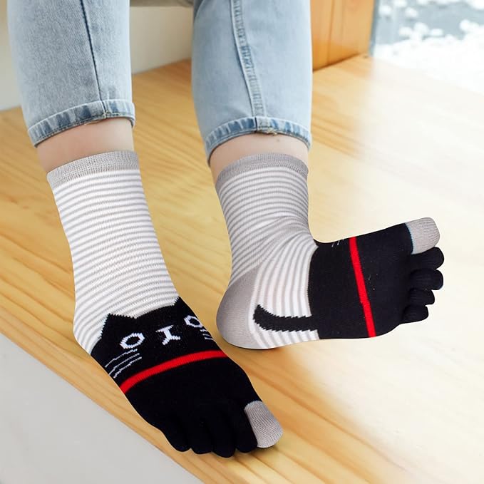 Benefeet Sox Funny Toe Socks Women Five Finger Socks Girls Cute Toe Seperated Cotton Socks Running Athletic Christmas Gifts