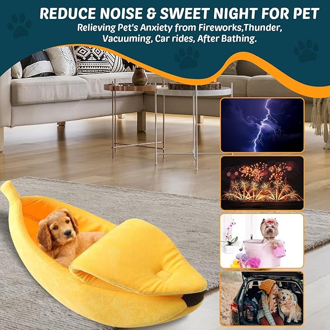 Banana Pet Bed Cute Funny Banana Bed Medium Size for Dogs, Indoor Cats, Small Animals, Christmas Pet Bed Lovely Pet Supplies for Cats Kittens