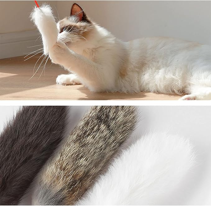 Interactive Cat Toy, Bite Resistant Cat Toys for Indoor Toys Soft Flexible Cat Teaser Wand Toy Plush Cat Teaser Wand Toys for Training(Grey)