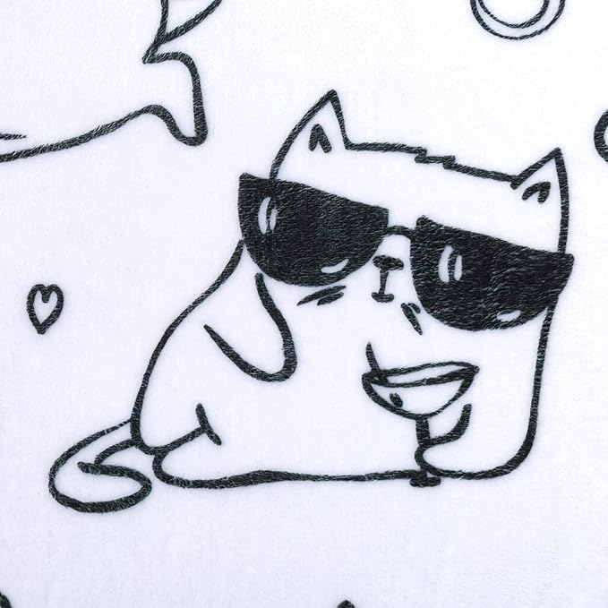 Sviuse Cat Blanket Cat Gifts for Cat Lovers Soft Flannel White Cats Pattern Throw for Girls Women Kids (50" X 60", Cat 7)