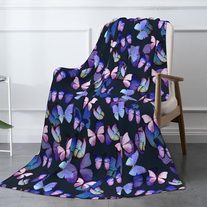 Butterfly Throw Blanket Cozy Flannel Fleece Blanket Air Conditioning Blanket for Living Rooms Sofa 60"x50"