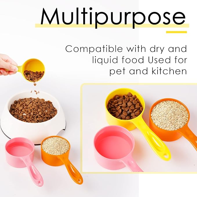 SUPERDESIGN 1/2 Cup Dog Food Scoop for Container Melamine Measuring Scoop for Dogs Cats Birds and Rabbits Pet Food Feeding Scoop Dishwasher Safe - Yellow