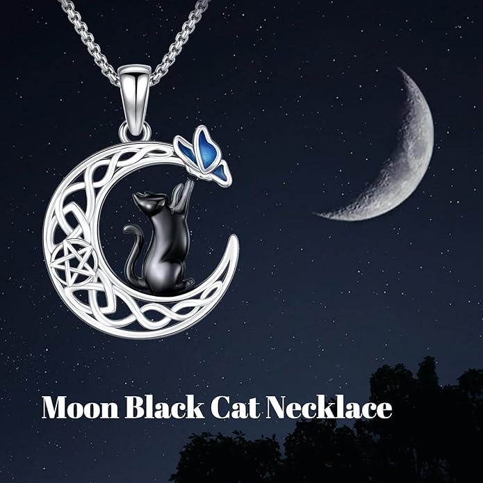 Black Cat/Dolphin/Bat Necklace Animal Pendant 925 Sterling Silver Cute Animal Jewelry Graduation Gifts for Women Men Animal Lovers Christmas Holiday Birthday Fathers Day