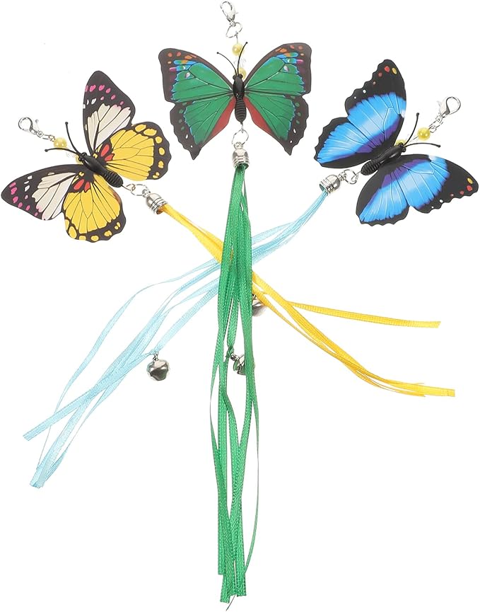 FRCOLOR 3Pcs Cat Teaser Replacement Head Cat Fishing Pole Toy Refills Cats Teaser Toys Interactive Cat Toy Cat Wand Toy Attachment DIY Cat Teaser Wand Stick