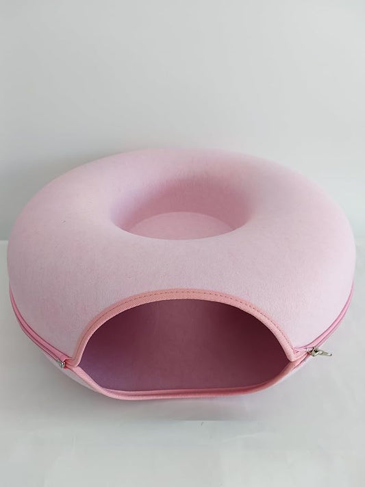 kchwqy-Indoor cat House,Cat Bed,Large pet cat den,Detachable Felt,All-Season cat Bed,The cat Plays in The Tunnel Bed,Less Than 10kg cat Bed,Pink