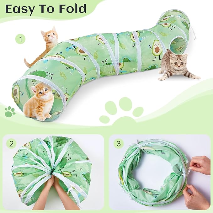 Cat Tunnel, S-Shape Cat Tunnels for Indoor Cats Foldable Cat Toys Cute Cat Tube with Mouse Toy Pet Cat Stuff