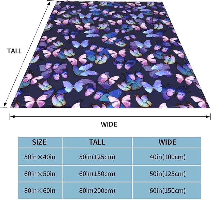 Butterfly Throw Blanket Cozy Flannel Fleece Blanket Air Conditioning Blanket for Living Rooms Sofa 60"x50"
