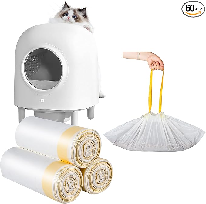 60 Count Cat Litter Pans Liners Super Thick,Cat Litter Bags Heavy Duty 29.6“X12.6”,Unscented Litter Box Liners Compatible With Cleanpethome Self-Cleaning Cat Litter Box,Automatic Cat Litter Box Bags