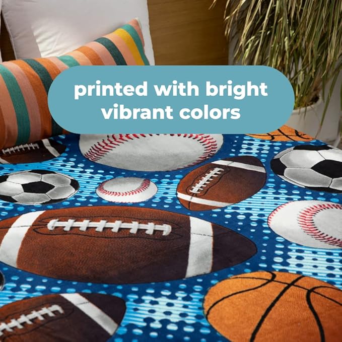 Dawhud Direct Sports Fleece Blanket for Bed, 50" x 60" Sports Fan Fleece Throw Blanket for Adults & Kids Super Soft Plush Sports Blanket Throw Kids Fleece Blankets for Sports Fans - Queen Size Blanket
