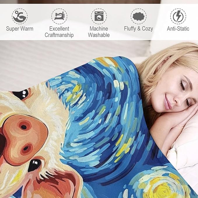 Pig Blanket Funny Pig Gifts for Girls Boys Woman Kids Pig Lover Throw Blankets Soft Blanket Warm Fleece Flannel Plush Blankets for Bed Sofa Couch 50"x60"