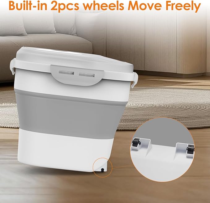 30-35Lbs Dog Food Storage Container,Collapsible Dog Food Container with Transparent Airtight Lids,Wheel,Date Track,Pet Food Storage Container for Rice,Scoop and 2pcs Small Containers (Clear-35LBS)