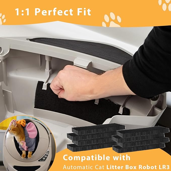 8 Pack Carbon Filters Compatible with Automatic Litter Box Robot 3, OEM Thick Replacement Filter to Absorb Odors Control Damp from Cat Keep Home Fresh