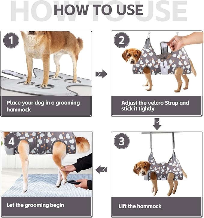 Dog Grooming Hammock Harness for Medium Dogs Nail Trimming, Dog Sling for Cutting Nails, Dog Hanging Holder Hanger for Clipping Nails with Nail Clippers, Nail File