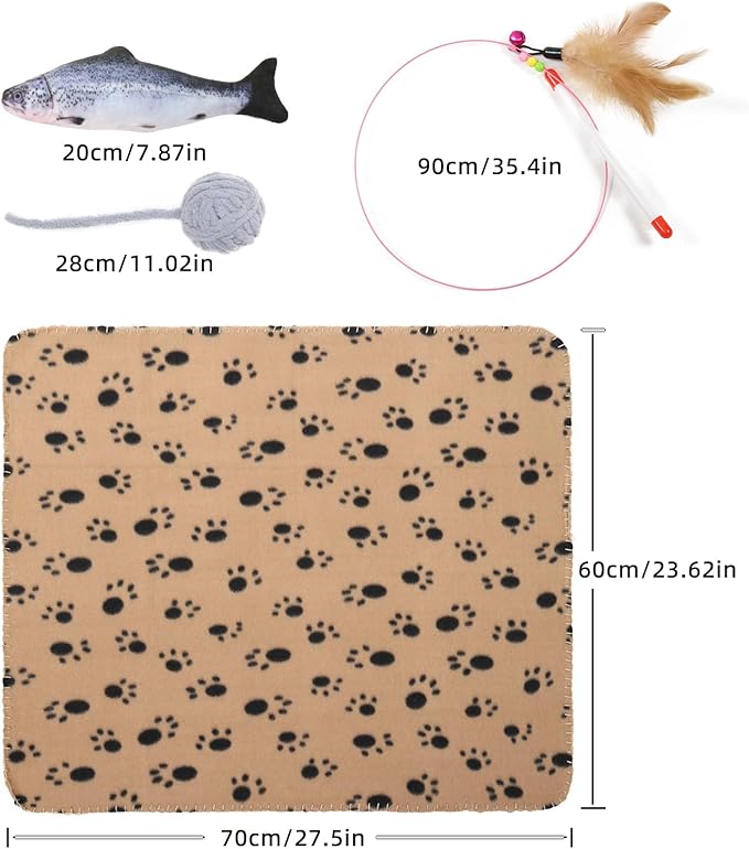 Cat Tunnels for Indoor Cats, Collapsible S-Shape Peekaboo Cat Play Tube Toy Cat Cave, 10.5" Diameter Large Cat Tunnel, Roller Track Kitten Toy, Plush Pet Toy with Catnip, Tease Stick for Cat