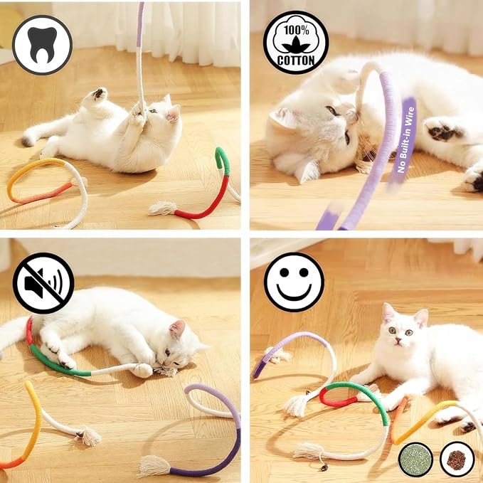 Cat Toys, 3PCS Catnip Toy for Indoor Kitten Toys Cat Chew Stick for Dental Cleaning Teeth Cat Silvervine Rope Treat Kitty Feather Snack for for Kick Molar Scratch Self Play Interactive Boredom