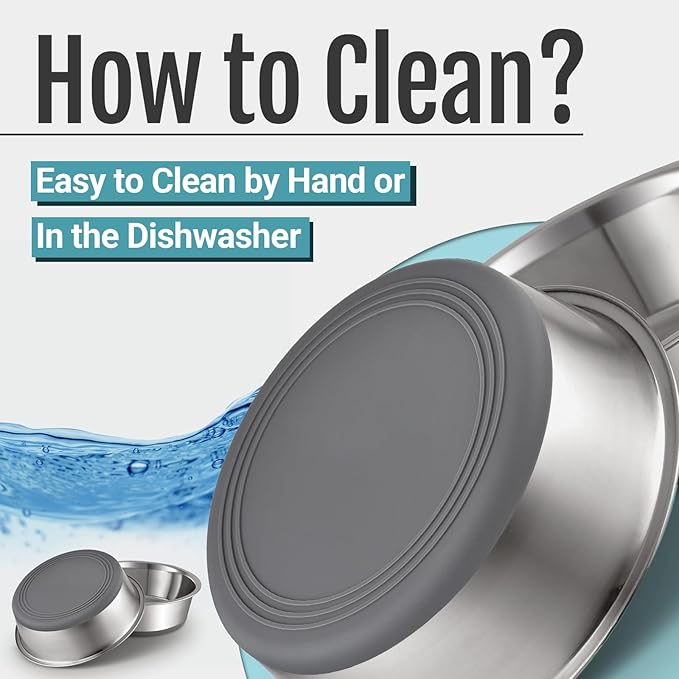 PEGYY11 Nonslip Stainless Steel Dog Bowls, 7.6 US Cup, 2 Count