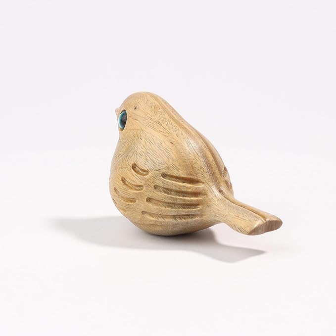 Bird Wooden Figurine,Miniature Wood Carving Decor Small Animal Garden Statue Sculpture,Lovely Gift Holiday Home Decor Suitable for bedroom living room shelf desk office desk table coffee table etc.