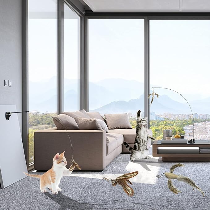 Interactive Cat Toy Cat Toys for Bored Indoor Adult Cats Suction Cup Flying Bird Cat Toy Suitable for Kitten to Play Exercise