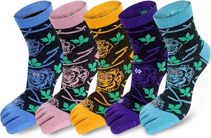 Benefeet Sox Toe Socks Women Men Cute Cat Five Finger Socks for Girls Colorful Cotton Ankle Athletic Running Socks with Toes